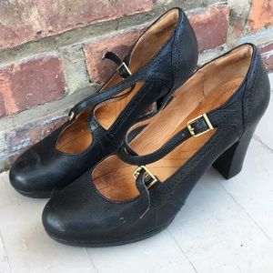 Clarks Black Strappy Oxford Heels